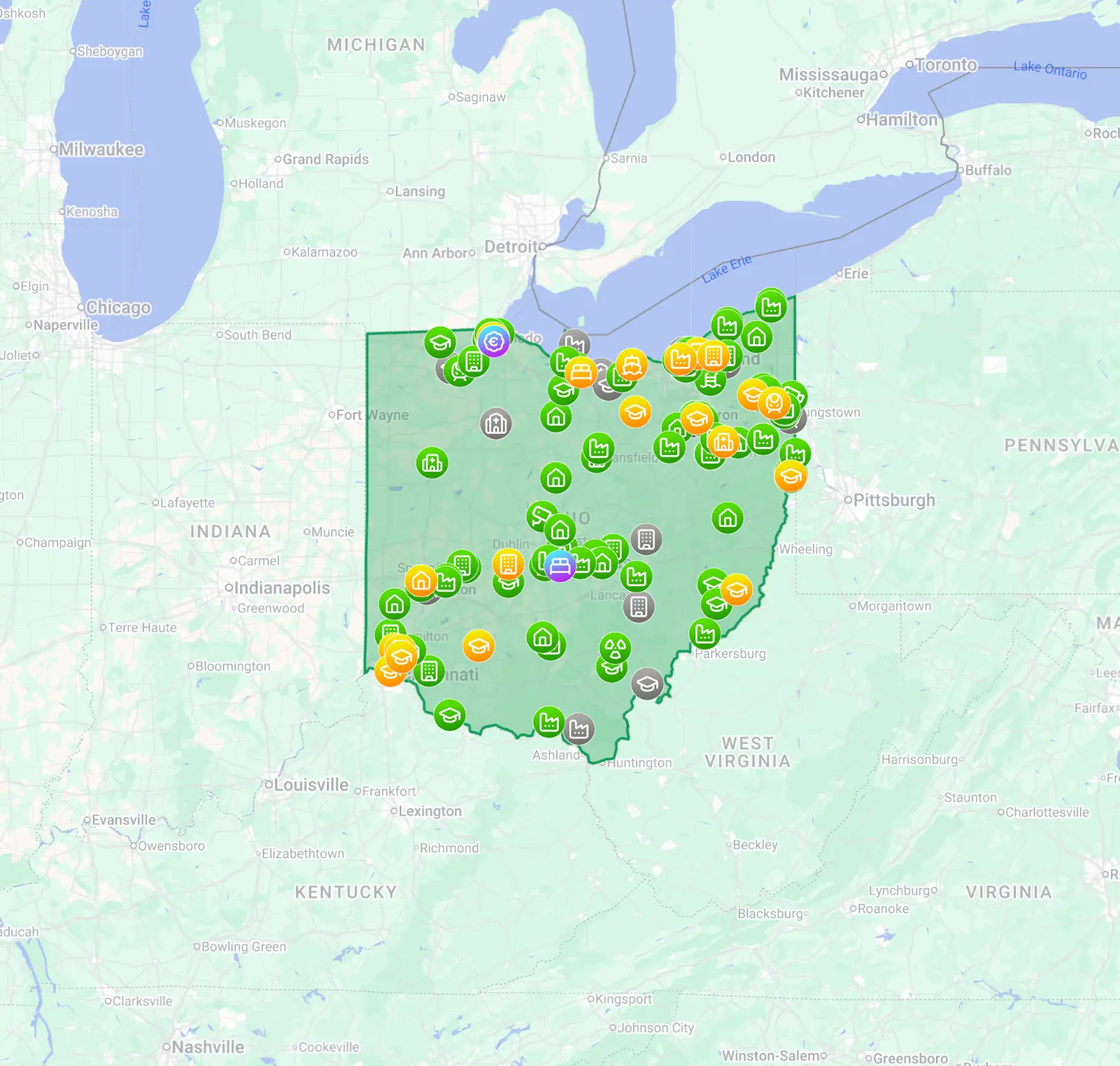 Ohio urbex map preview