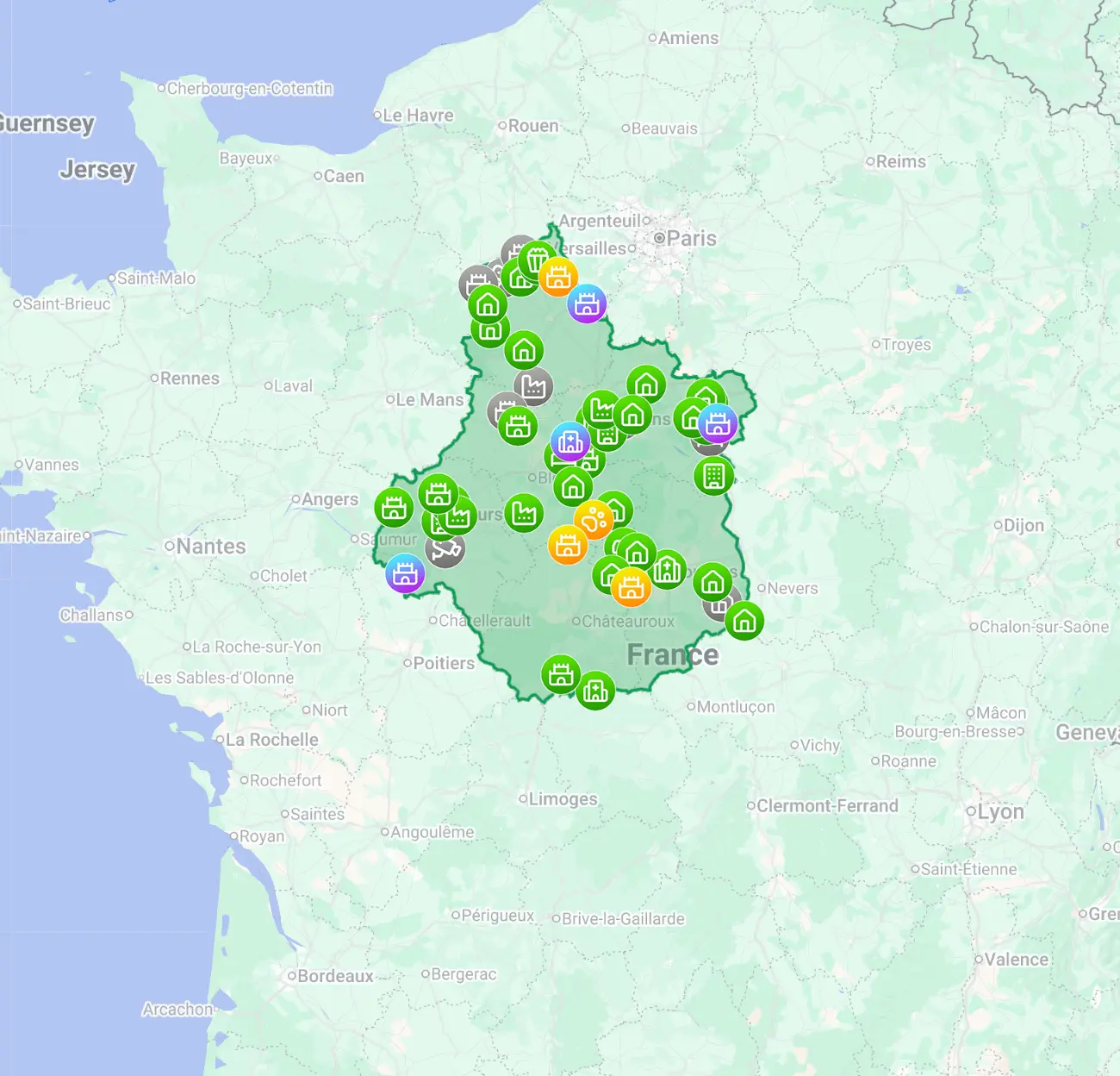 Centre-Val de Loire urbex map preview